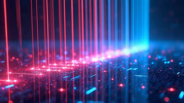 Futuristic streams through cyberspace, generating a mesmerizing digital rain effect that captivates with its vibrant energy background 4k