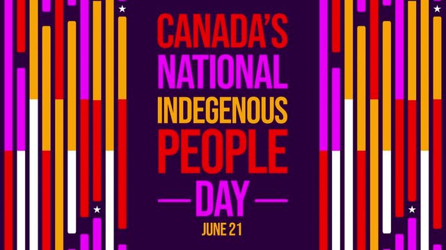 Canada's National Indigenous Peoples Day concept background with typography and shapes on the sides. Culture, indigenous peoples day, Canada, traditional.