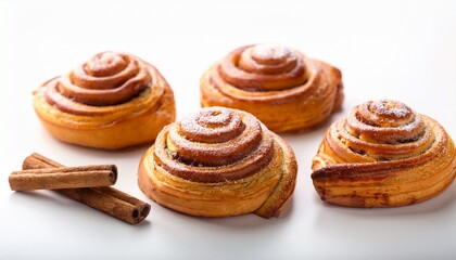 cinnamon pastries on a white surface