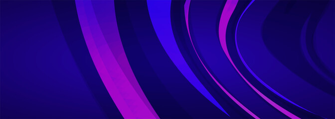 Obraz premium Dark blue and pink modern wide abstract background with dynamic curve shapes. Vector illustration