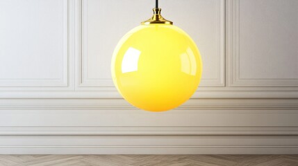 Yellow egg shaped pendant light in modern interior setting