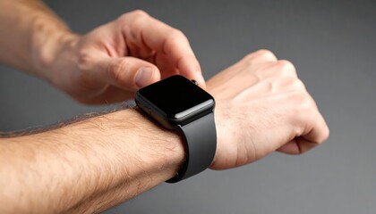 Man using smartwatch, checking notifications and embracing modern technology on wrist