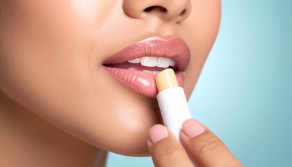 Woman applying lip balm for soft, hydrated, and healthy lips, a daily essential for lip care