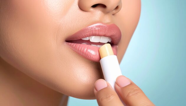 Woman applying lip balm for soft, hydrated, and healthy lips, a daily essential for lip care