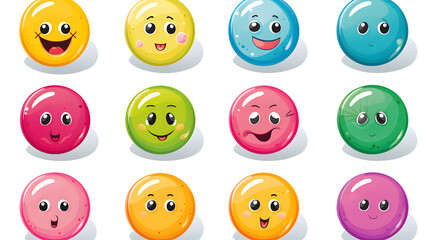 Fototapeta premium Circular Cartoon Vector Buttons for Web Design Projects - Isolated on White Background