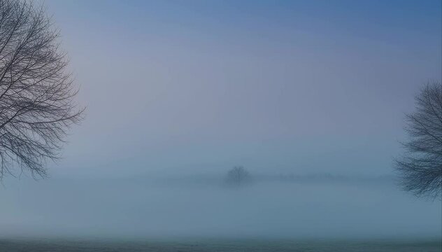 Timelapse Forward Through Misty Meadow at Cold Spring Sunrise