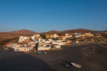 Small village Ajuy on the Atlantic coast, Fuerteventura Island, Canary Islands, Spain. October 2019