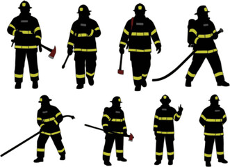 firefighters vector silhouettes
