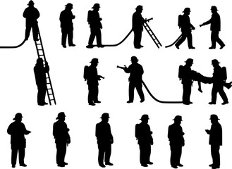 firefighters vector silhouettes
