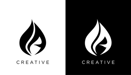 A Initial Letter drop water Logo Design Icon Vector Template Element 