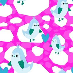 Christmas animals seamless penguin pattern for wrapping paper and fabrics