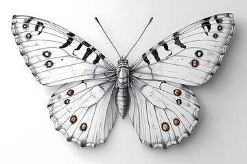 Detailed butterfly sketch with open wings high resolution photo