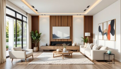 Modern Living Room Interior with Elegant Design and Natural Light in Contemporary Style