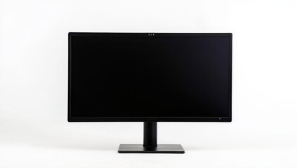 Black computer monitor on white background