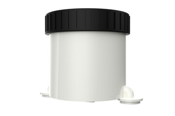 Brake Master Cylinder Fluid Reservoir Tank with Black Cap - PNG Transparent HD Image for Auto Repair & Service. High-Definition Stock Photo: White Container Isolated on Clear Background