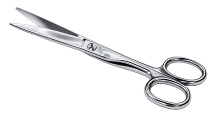 Obraz premium High-end metal scissors with glossy sheen and realistic detail on transparent background