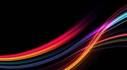 Abstract Colorful Swirls: Dynamic, vibrant swirls of red, orange, yellow, green, blue, and purple light dance across a black background, creating an abstract and energetic visual experience.