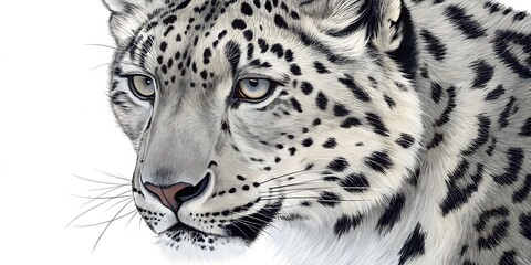 Fototapeta premium Detailed portrait of a majestic snow leopard depicting its graceful features