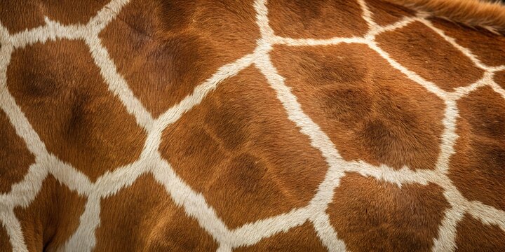 Close up view of textured giraffe skin pattern showing animal natural markings