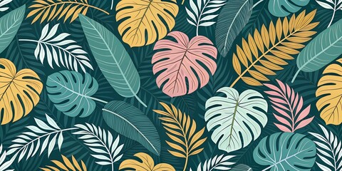 Lush tropical leaf pattern in a modern and stylish vector background design