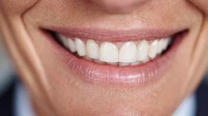 Close-Up of a Person Smiling Showing Healthy White Teeth and Gums