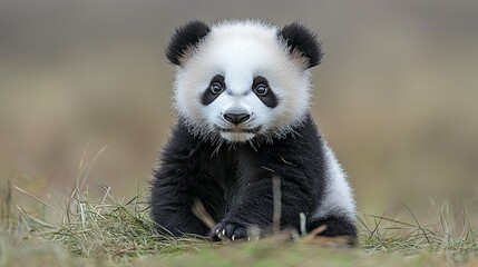 Obraz premium Adorable panda cub in a natural setting