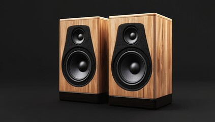 Fototapeta premium Two light-brown wooden speakers