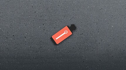 Orange bottle on grey surface.