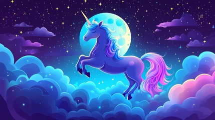cute unicorn moon vector
