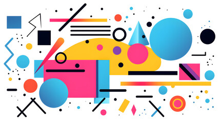 Obraz premium Abstract Color Line Square with Memphis Style Background for Design Projects