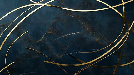 Minimal luxury card design overlapping curved golden lines on dark marble no text Adobe Stock compliant