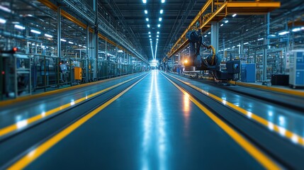 Modern automated factory assembly line