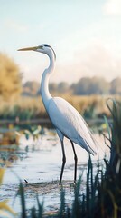 Egrets in marsh