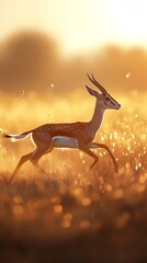 Gazelle running golden sunset