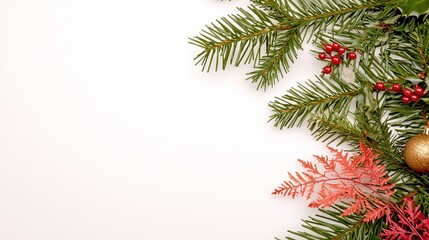 Obraz premium Festive Christmas border with white background.