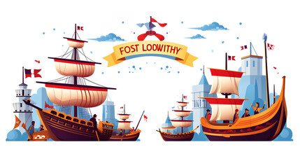 Columbus Day Festive Celebration Card Stock Vector - Graphic Design for Greeting Cards, Posters, Banners, and Invitations