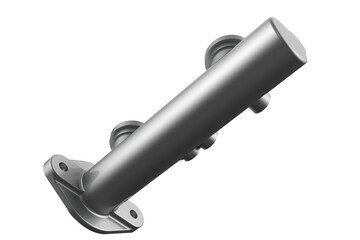 Detail of Automotive Brake Master Cylinder Housing: Isolated Metal Car Component on Transparent PNG Background, Perfect for Vehicle Repair Diagrams, Industrial Design and Automotive Engineering Visual
