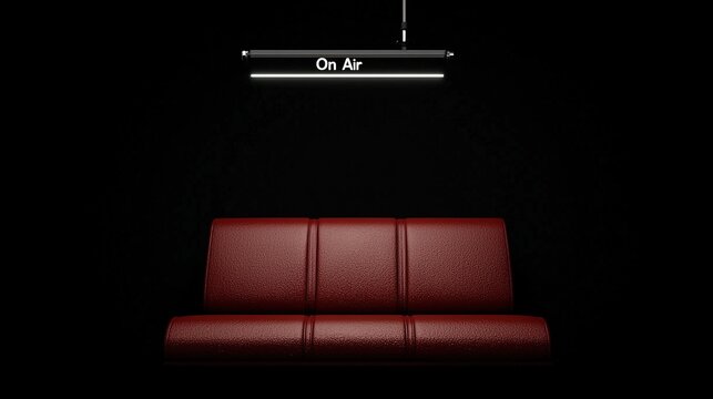 Red Sofa with On Air Studio. (1)