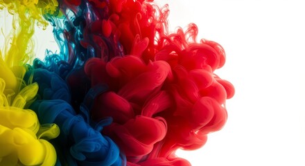 Obraz premium Colorful abstract ink swirl in vibrant shades of red, blue, and yellow