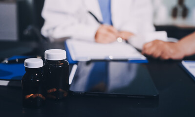 Close-up of doctor checking blood pressure