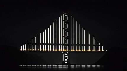 Illuminated Golden Gate Bridge Night.