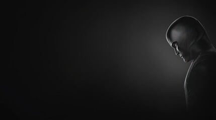 Pensive Robot with Dark Background.