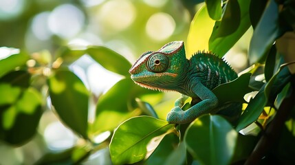 Chameleon perched on branch