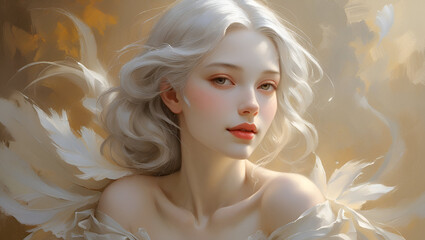Fototapeta premium Angelic beauty ethereal grace radiant light captivating portrait divine presence