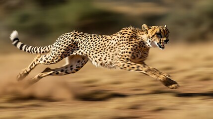 Cheetah running in savanna