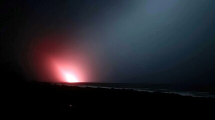 Volcanic Eruption Night Ocean Glow.