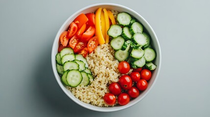Quinoa Salad with Tomatoes, Cucumbers, and Bell Peppers