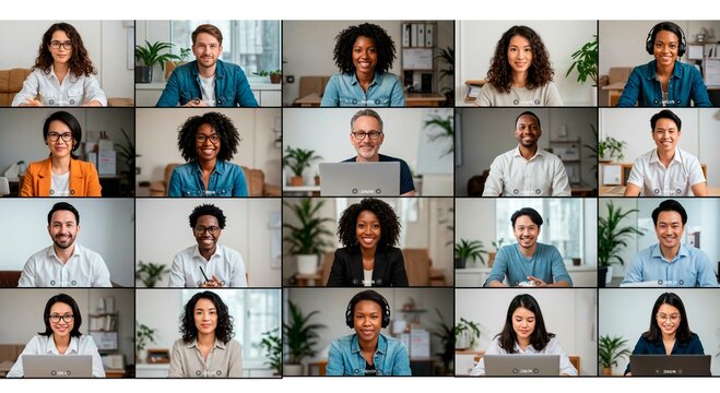 Group of diverse people on a video conference call