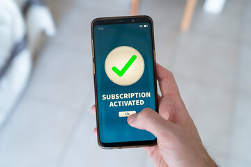Subscription activated notification on smart phone.