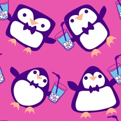 Christmas animals seamless penguin pattern for wrapping paper and fabrics